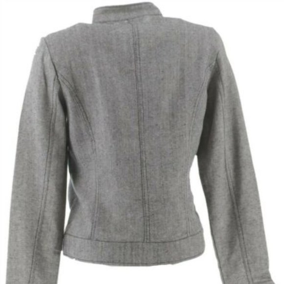 NWT LIZ CLAIBORNE NY HERRINGBONE BLACK ZIP JACKET 8 & 16 - Picture 5 of 15